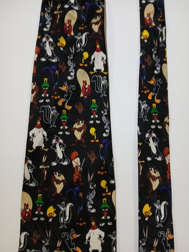 Cravatta Personaggio Vintage Looney Tunes Looney Tunes Mania 1996 Vintage Anni 90 Nera - Foto 4 di 10
