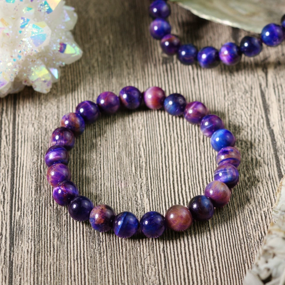5 peças pulseira de pedra preciosa sugilita natural 8 mm pedra de cura roxa presentes espirituais - Imagem 2 de 4
