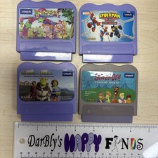 Lot of 4 VTech V.Smile Learning Game Cartridges: Scooby Spiderman Shrek Alphab