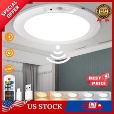 Rechargeable Motion Sensor Ceiling Light with 5 Colors and Remote, Battery Op...