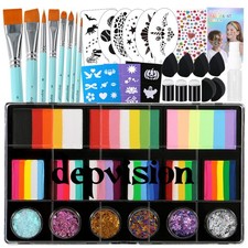 Face Painting Kit for Kids Water Based Non-Toxic Paint With Stencils  Brushes