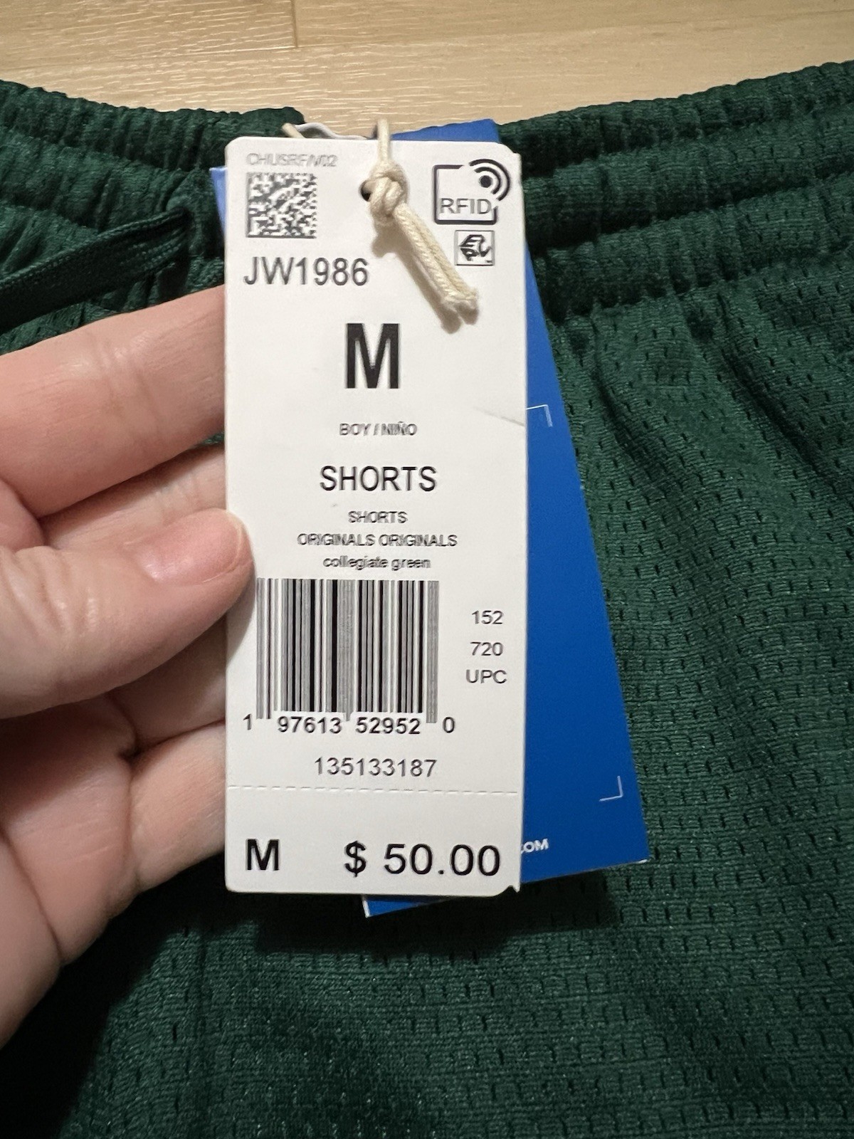 NWT Adidas Shorts Medium Youth Boys Mesh Athletic Collegiate Green thumbnail 2