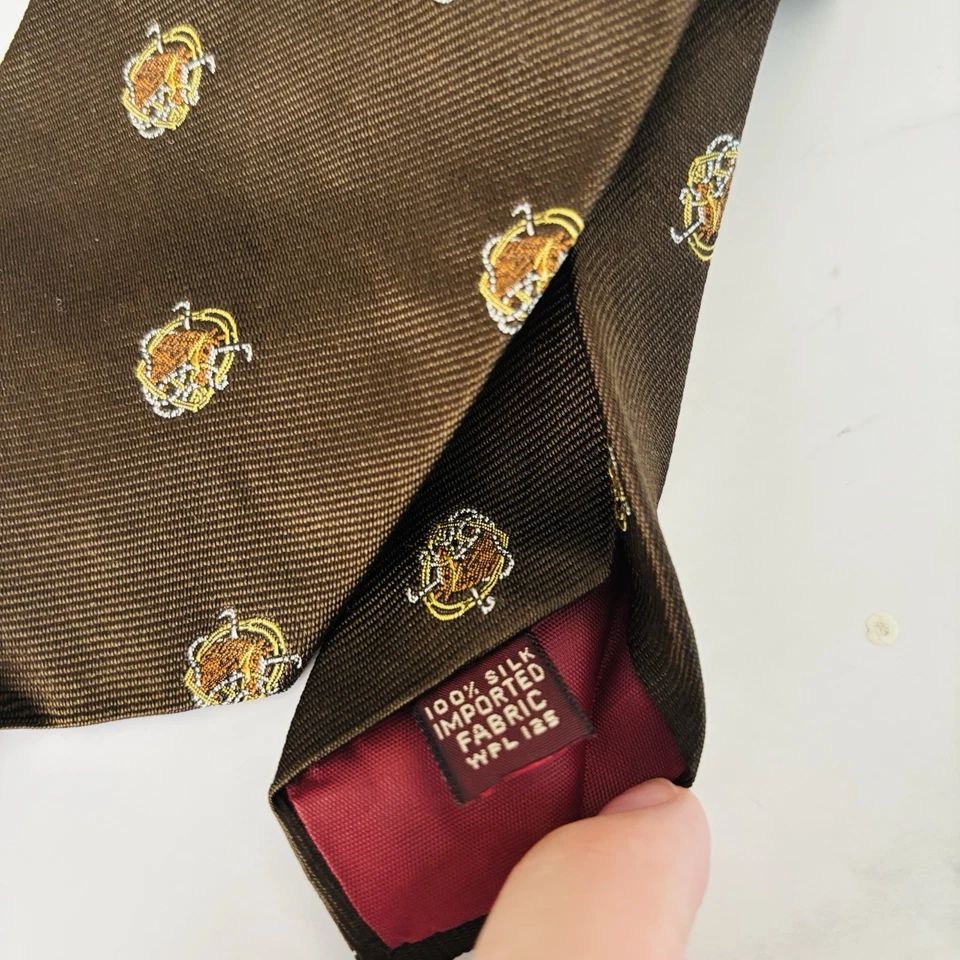 Corbata de seda ecuestre caballo marrón vintage Chaps de Ralph Lauren longitud clásica Foto 4 de 4