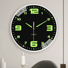 20cm Luminous Wall Clock Silent Quartz Home Clock Decor Illuminated Night Light