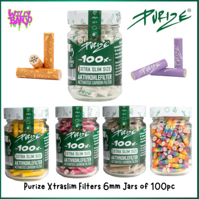 Purize XTRA Slim Jar 100 Tips Aktivkohlefilter - Rollfilter Kohle