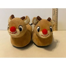 Bioworld Rudolph the Red Nosed Reindeer Toddler Plush Slippers Size 2 NWT
