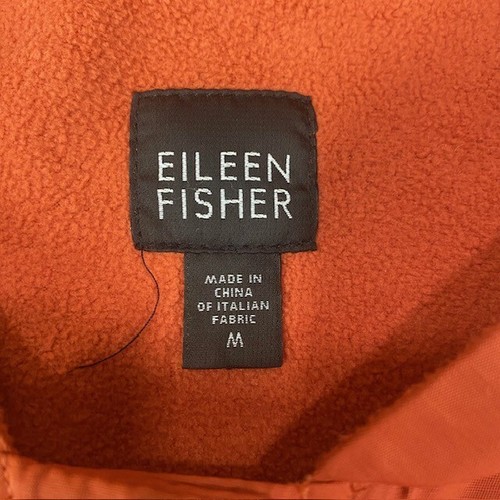 Eileen Fisher Nylon Hooded Fleece Lined Oversized Fit Jacket Tangelo Size Medium - Picture 4 of 11