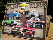 Vintage Chevy Trucks Since 1918 Tin Metal Sign Classic Garage Shop GM Old Pickup