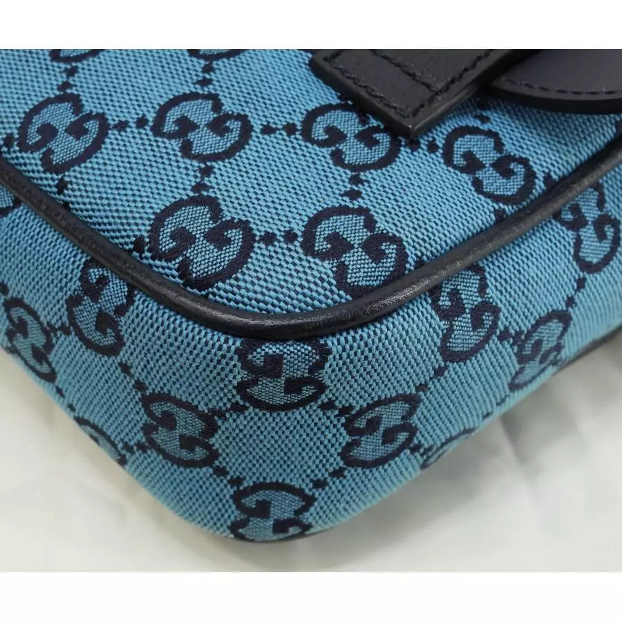 Gucci Sac Ceinture GG Supreme Denim Bleu Marine Cuir Sac Bandoulière Taille Sac Homme