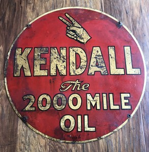 1939 litho kendall advertising gas rare station motor oil metal sign
