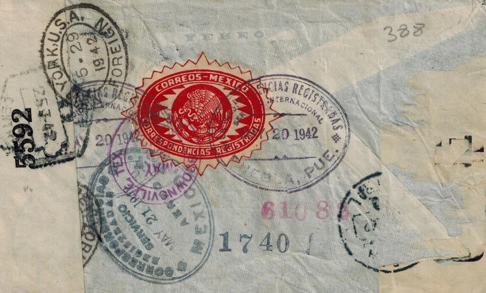 Bermuda WWII 1942 Bermuda Censor Cover w/BRNs 1740 Grey & 61082 Red On Back RARE - Image 3 of 4