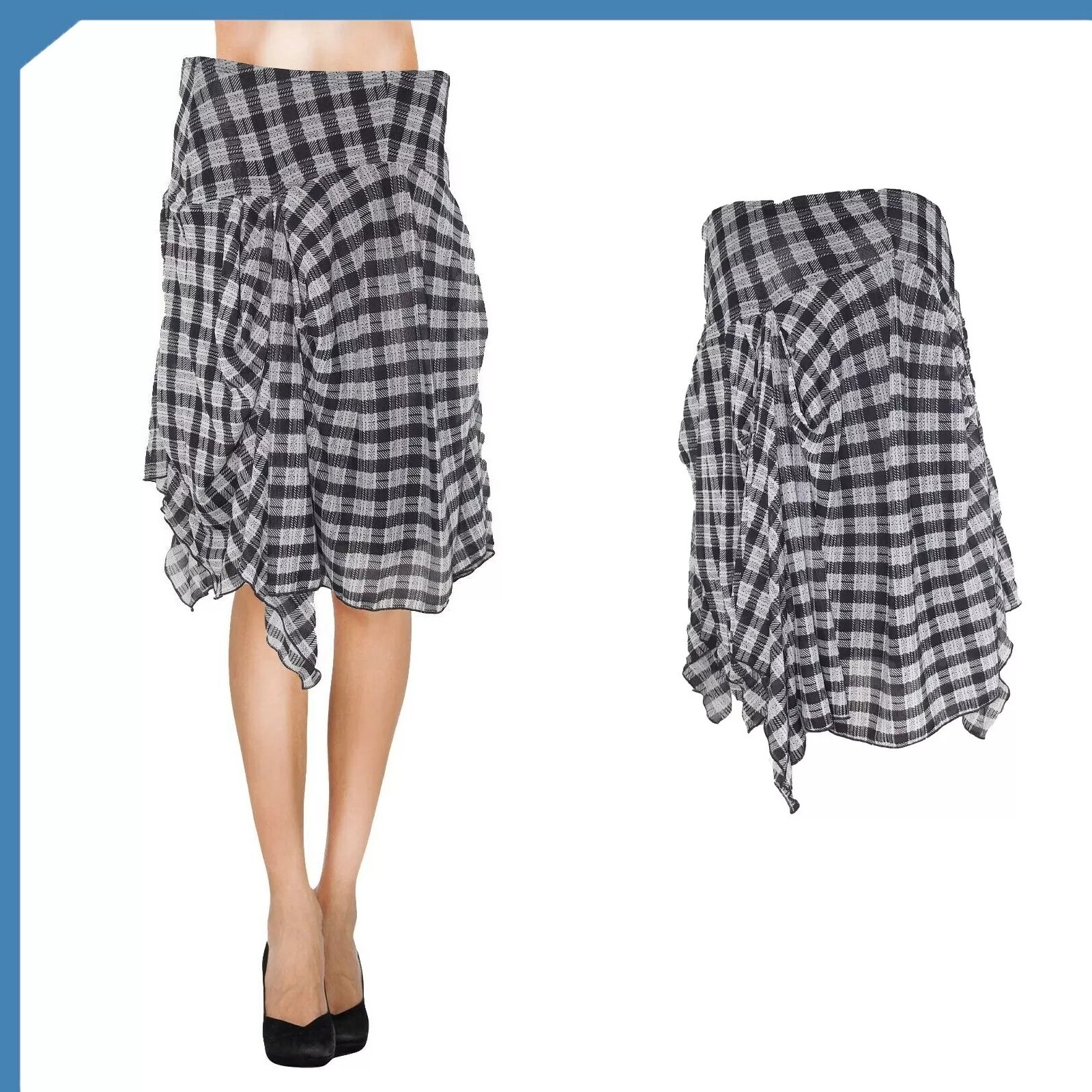 Koan Coin Knee Skirt White Black Pleats Made Italy It44 Eu40 W30 L Large