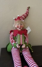 Large Jingles & Joy Christmas Elf Fairy Doll Whimsical Red Green New Posable