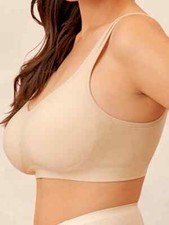 Truekind Women's Size Large Daily Comfort Wireless Shaper Bra Chai Beige