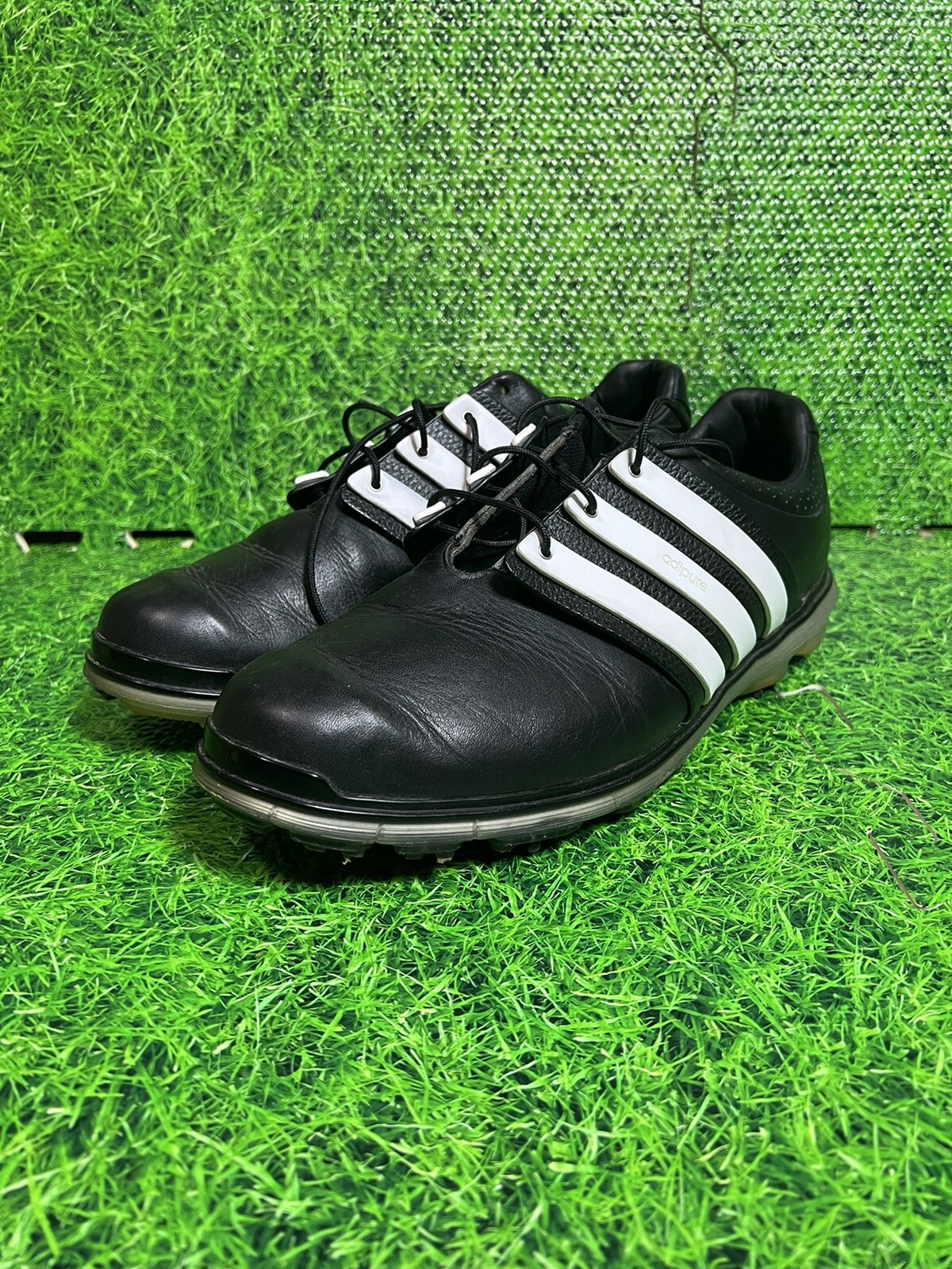 ADIDAS ADIPURE BLACK LEATHER GOLF SHOES 
