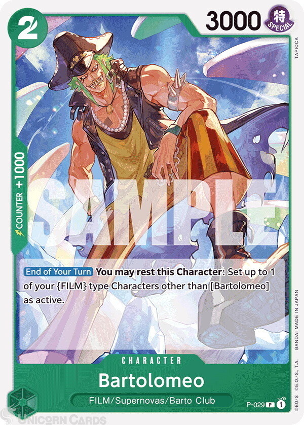 P-029 Bartolomeo : Uncommon English One Piece TCG Card : PRB01: One Piece Card T