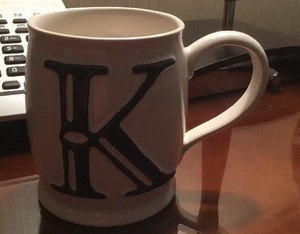 Collectible Mug Coffee Cup Pottery Barn Alphabet A To Z Embossed K