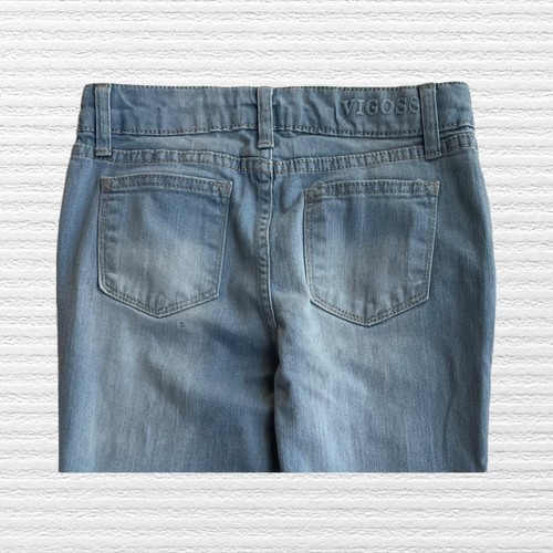 Vigoss Girls Stevie Crop Straight Leg Patch Jeans Light Wash Blue Denim Size 10 - Picture 7 of 12
