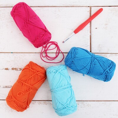 Threadart Crochet 100% Cotton Yarn Set | Electric Pop | #2 Yarn 165 yd skeins