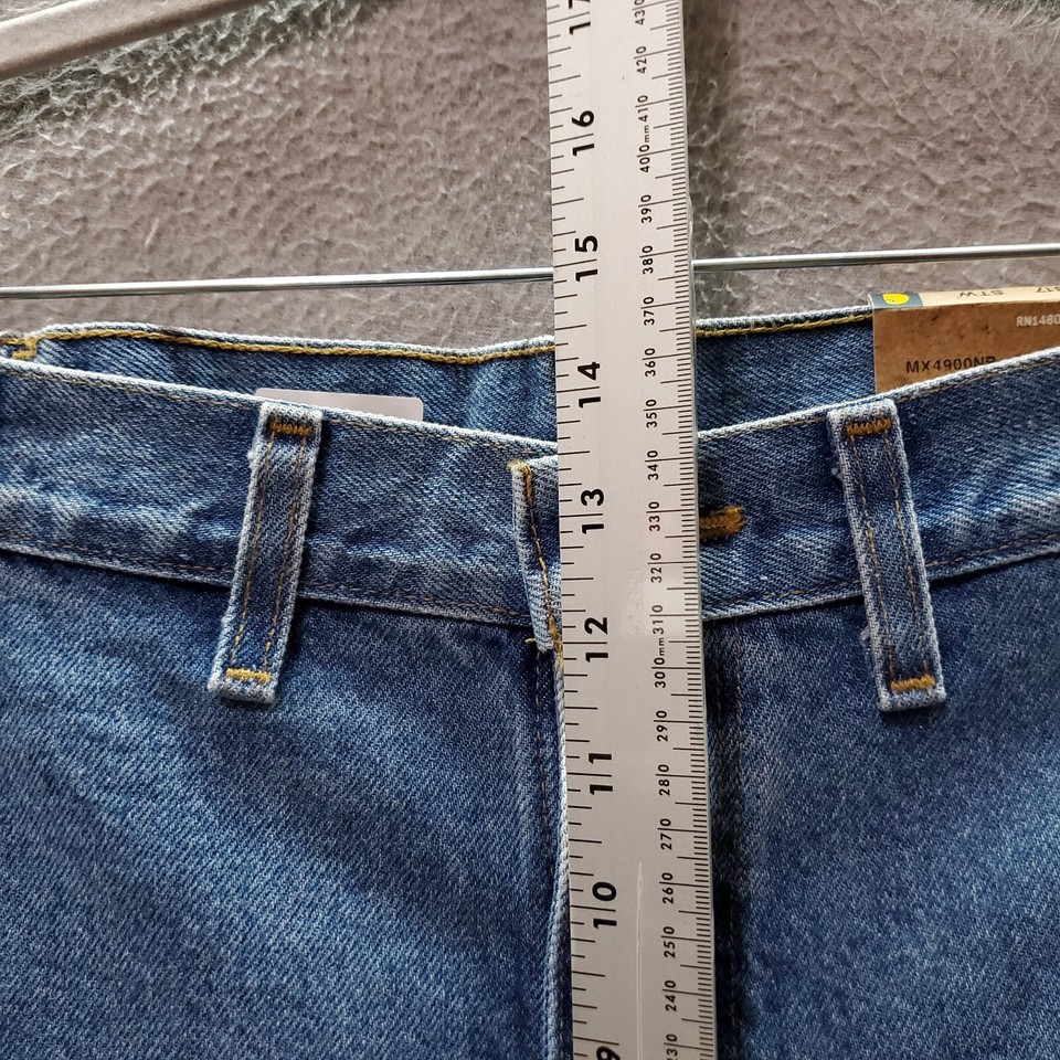 Carhartt Men Jeans 44x30 Denim Relaxed Fit Tapered Leg Medium Wash