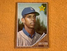 C8-11 BASEBALL CARD - PHIL ORTEGA - L.A. DODGERS ROOKIE - 1962 TOPPS - CARD #69. rookie card picture