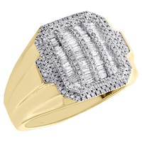 10K Gelbgold Rund & Baguette Diamant Oktagon Rahmen Rosa Ring Band 0.67 Karat