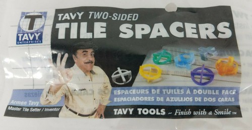 NIP Tavy 2-sided white 1/8 inch plastic tile spacers 4 Corner View 100 pack - Picture 3 of 8