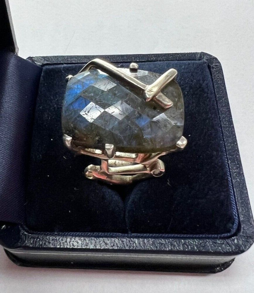 Designer SS Labradorite Statement Ring w Multi-St… - image 2