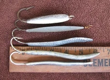 Lot of 5 Vintage UNKNOWN Metal Jigs: 3-5"; 2-3oz - USED GOOD WORKING VINTAGE!!!