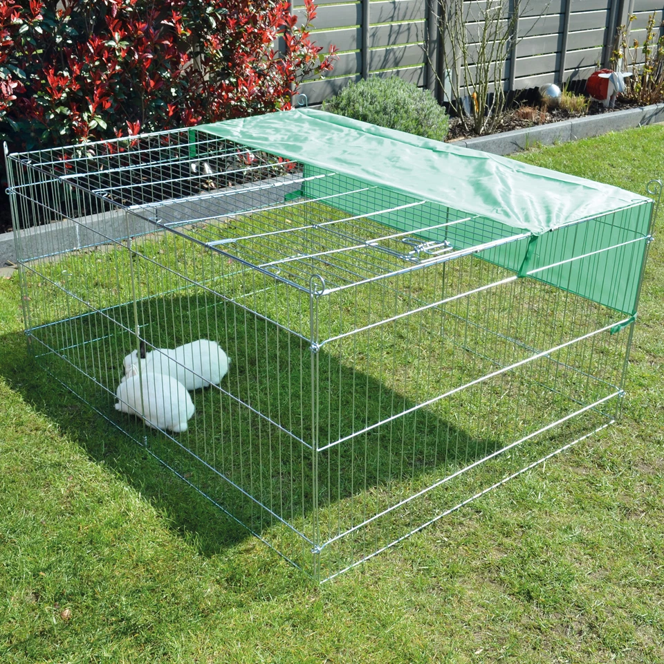 ZOOPRINZ Freilauf Auslauf Gehege Stall mit Regendach für Kaninchen Hasen Wetterfest Käfig