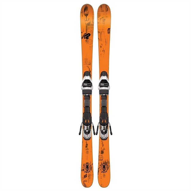 2017 K2 Juvy 129cm Orange Junior Twin Tip Skis W/ Marker 7.0 Bindings