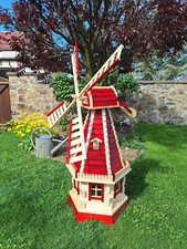 1,45 m große XXL Windmühle aus Holz mit Solarbeleuchtung Typ 7.1