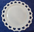 Vintage Anchor Hocking Old Colony Open Lace Edge 13” Cake Plate Milk Glass #839