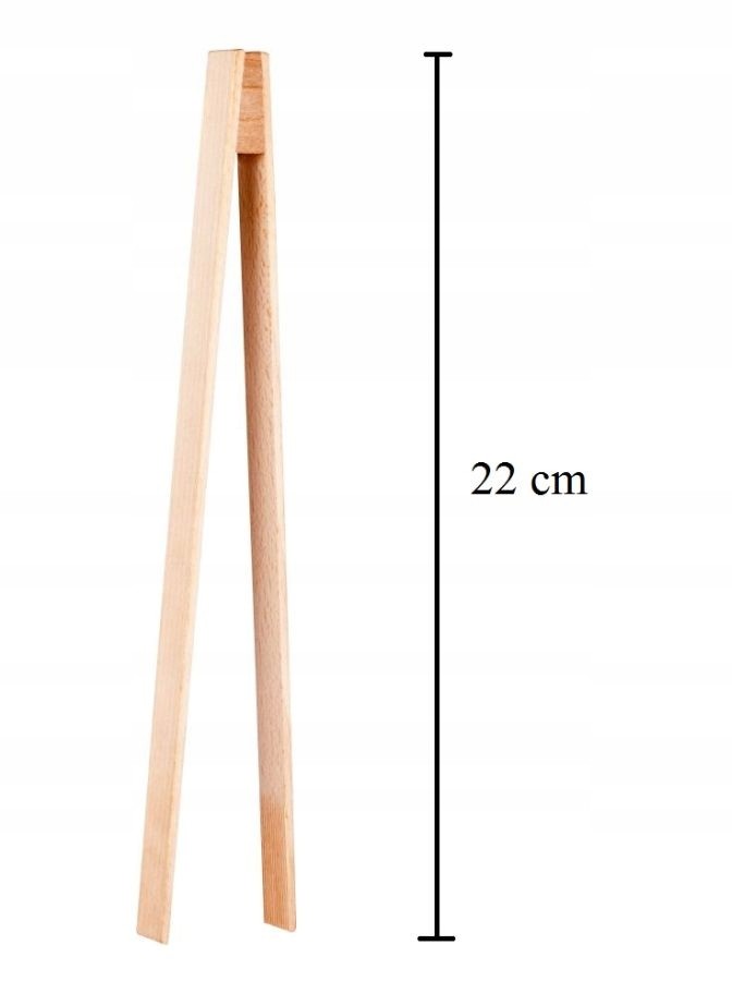 Wooden Tongs - 22cm long Beech Wood - Kitchen Tool -  BBQ Garden - P&P UK