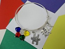 AUTISM AWARENESS BANGLE BRACELET W/PUZZLE CHARM/HEARTS