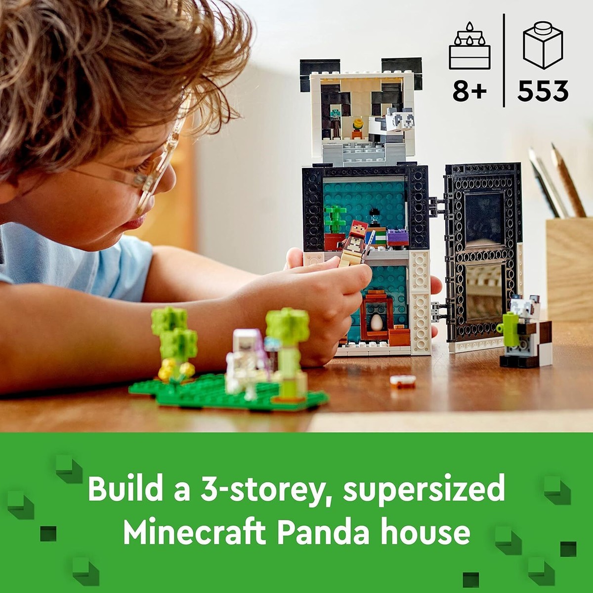 LEGO 21245 Minecraft The Panda Haven Set, Movable Toy House with
