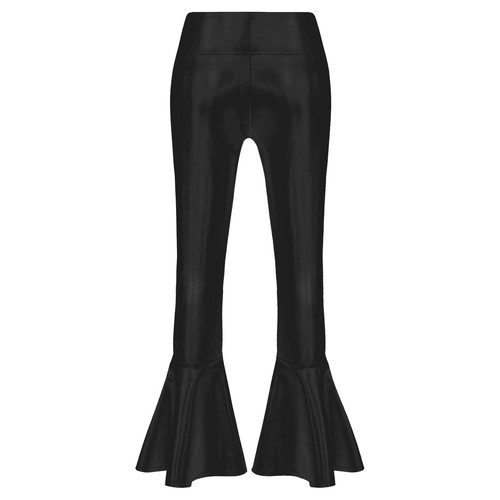 Girls Shiny Metallic Flared Pants Ruffle Bell Bottoms Dance Performance Trousers - Picture 40 of 61