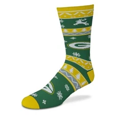 Green Bay Packers Socks Men's Socks Large Size 10 to 13 Holiday Christmas