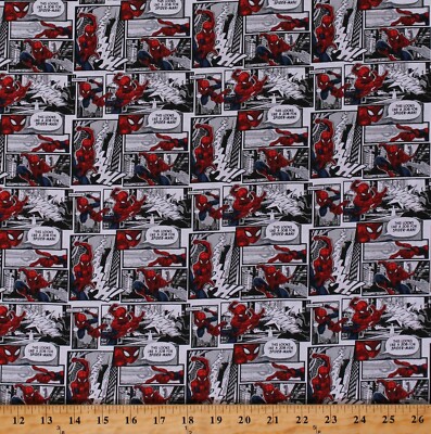 Cotton Spider-Man Comics Spiderman Comic Packed Fabric Print by