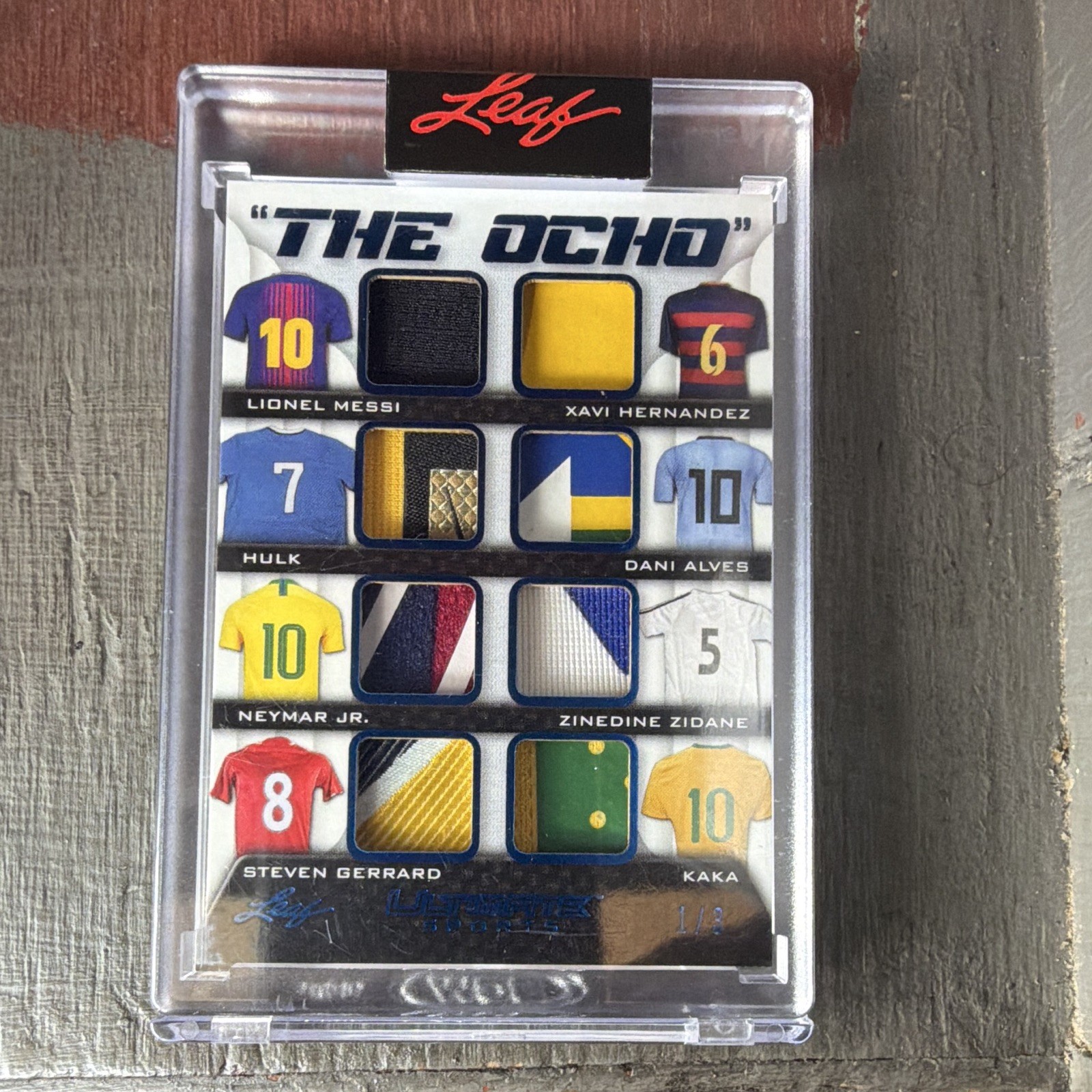 2024 Leaf Ultimate Soccer THE OCHO 8-Player Patch Relic #1/3 Messi Zidane Neymar view 1