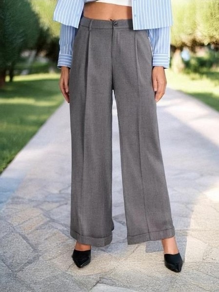 Women Trousers Grey 34 #D2MB