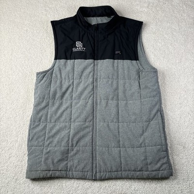 Travis Mathew Zappers Vest Golf Full Zip Men's Large Gray Blue Colorblock LOGO