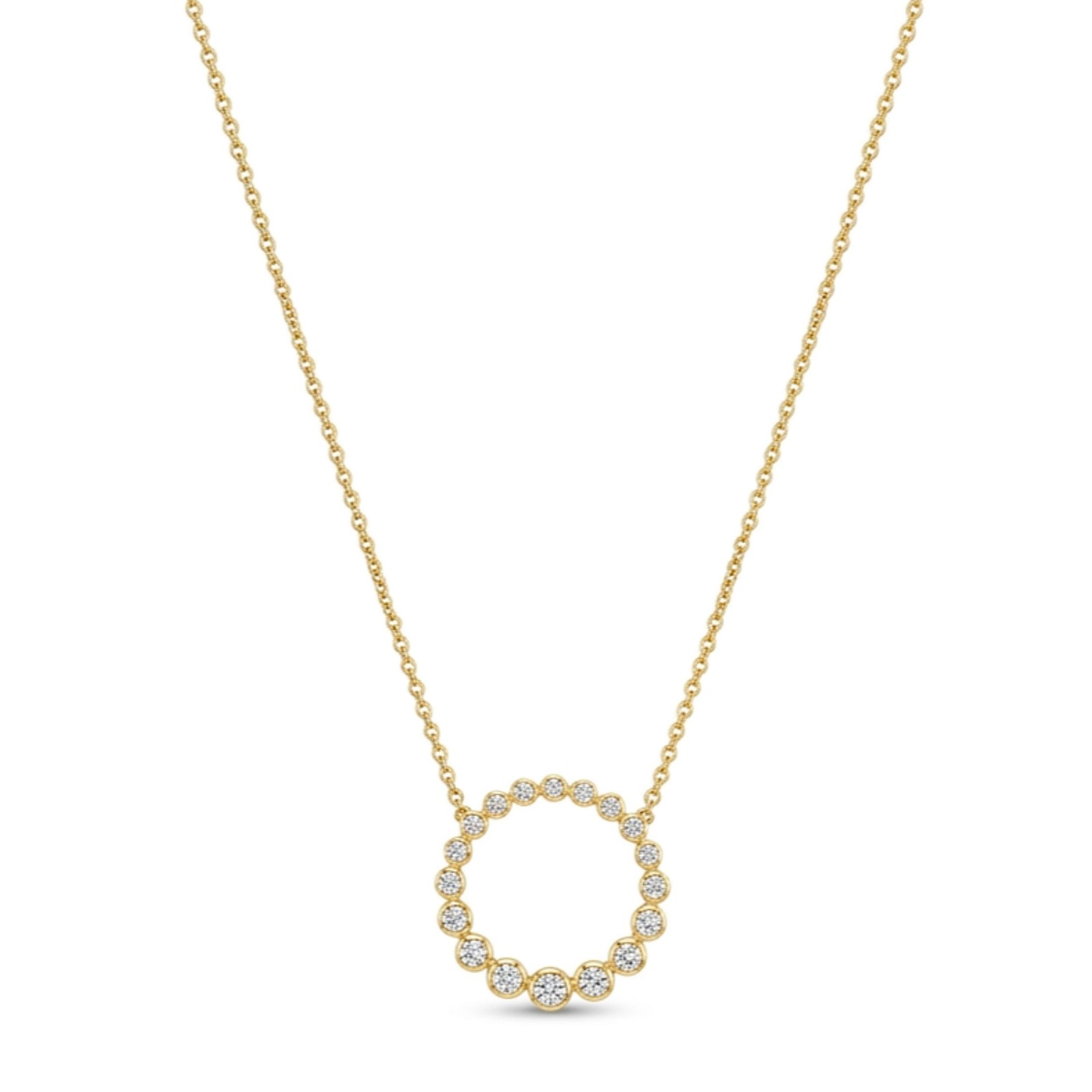 Memoire Milgrain Circle Diamond Pendant Necklace 18k Yellow Gold 0.65ctw