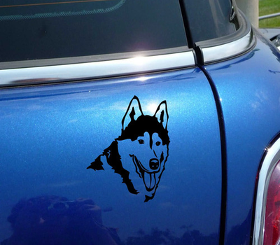 #ad SIBERIAN HUSKY HEAD PORTRAIT DOG FUNNY DECAL STICKER ART CAR WALL DECOR $3.91