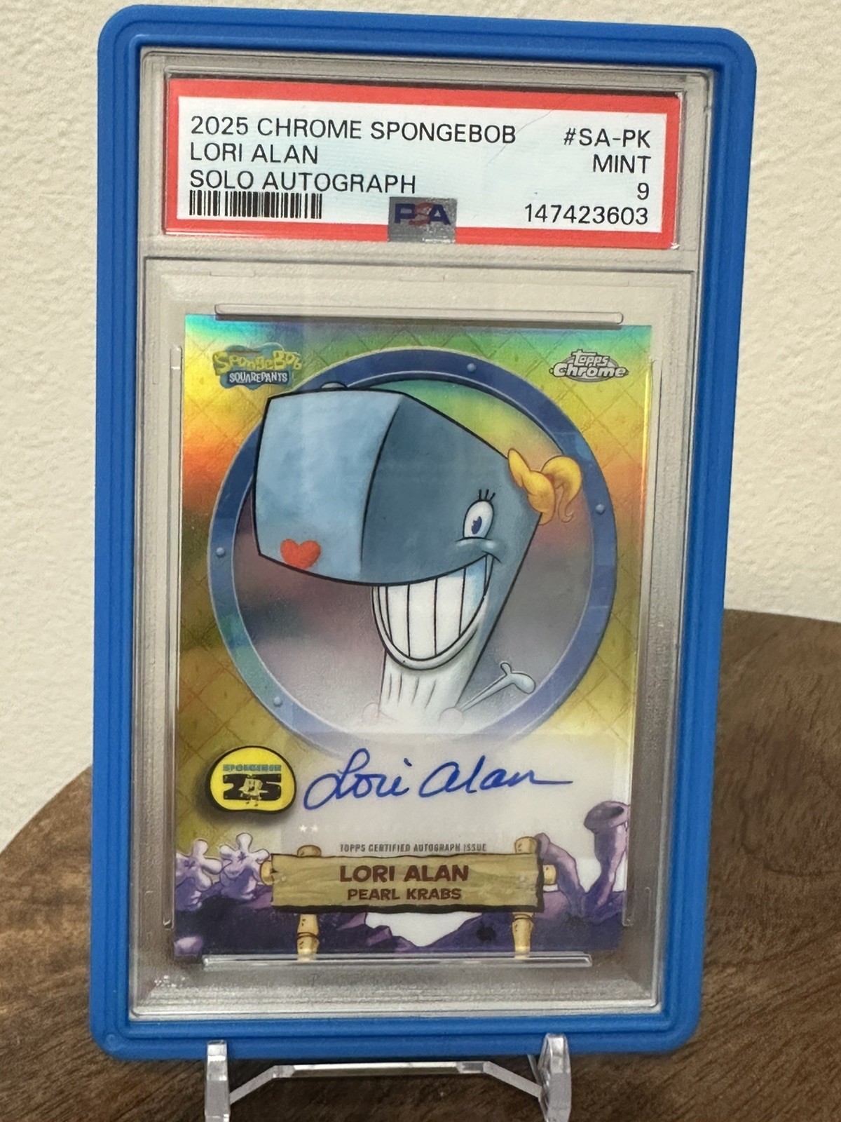 PSA 9 2025 Topps Chrome SpongeBob Squarepants Lori Alan Auto Pearl Krabs #SA-PK view 3