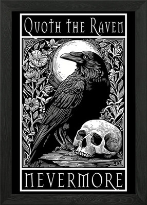 Quoth der Rabe, Nevermore. Edgar A gerahmtes Wandbild Poster Leinwanddruck Bild