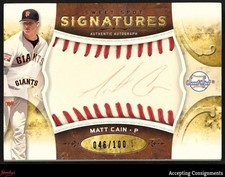 2009 Sweet Spot Signatures Red Stitch Red Ink #SMC Matt Cain AUTO 046/100 GIANTS
