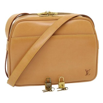 LOUIS VUITTON Nomad Leather Reporter PM Shoulder Bag SPO Beige LV Auth ai626SAV