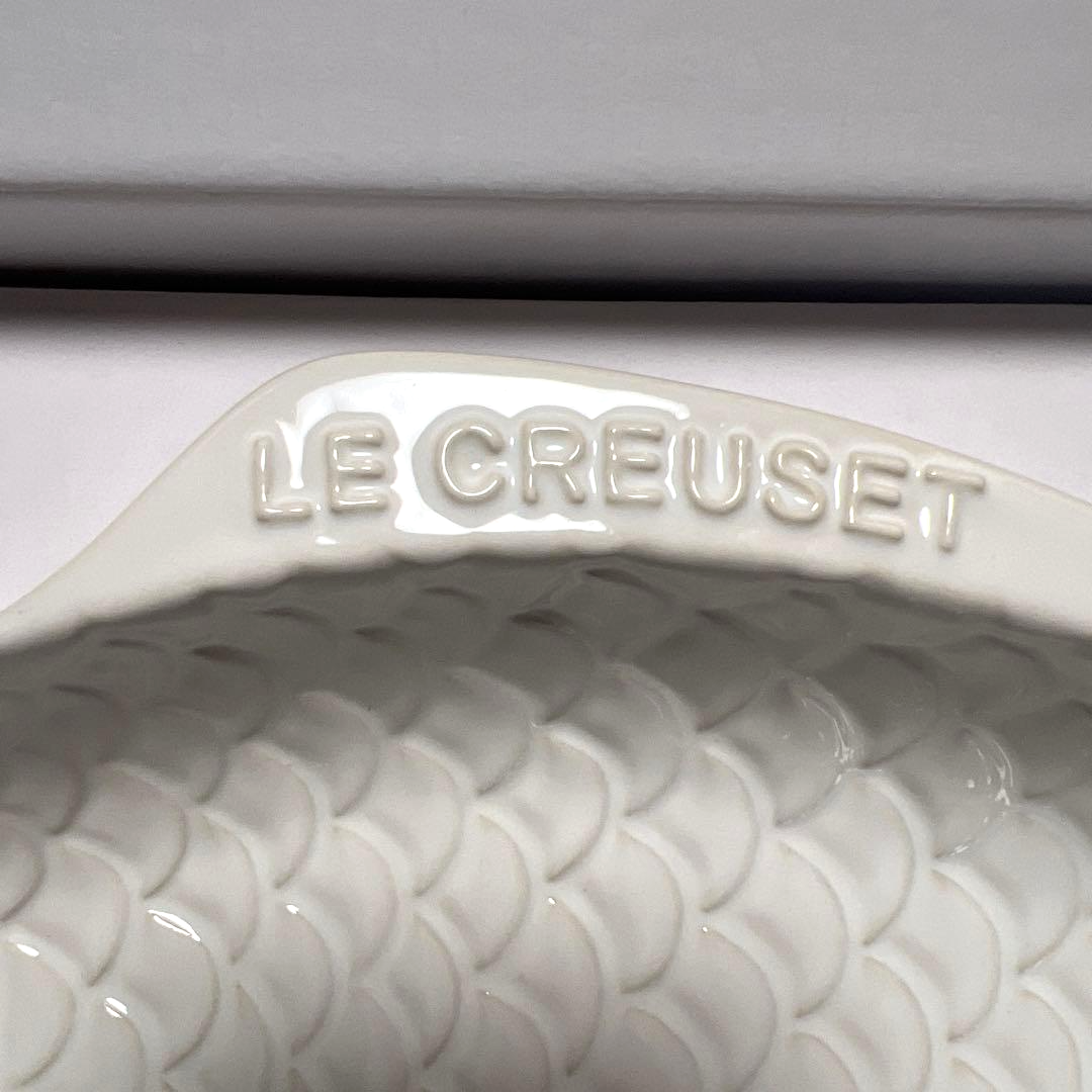 Rare Le Creuset Large Fish Shaped Dish White Discontinued L Size