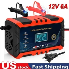 12V 6A Car Battery Charger Maintainer Auto Trickle RV For Truck Motorcycle ATV